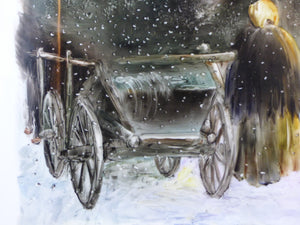Piastra Vecchina con carro nella neve